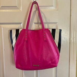 Juicy Couture hot pink & black &white tripes tote.